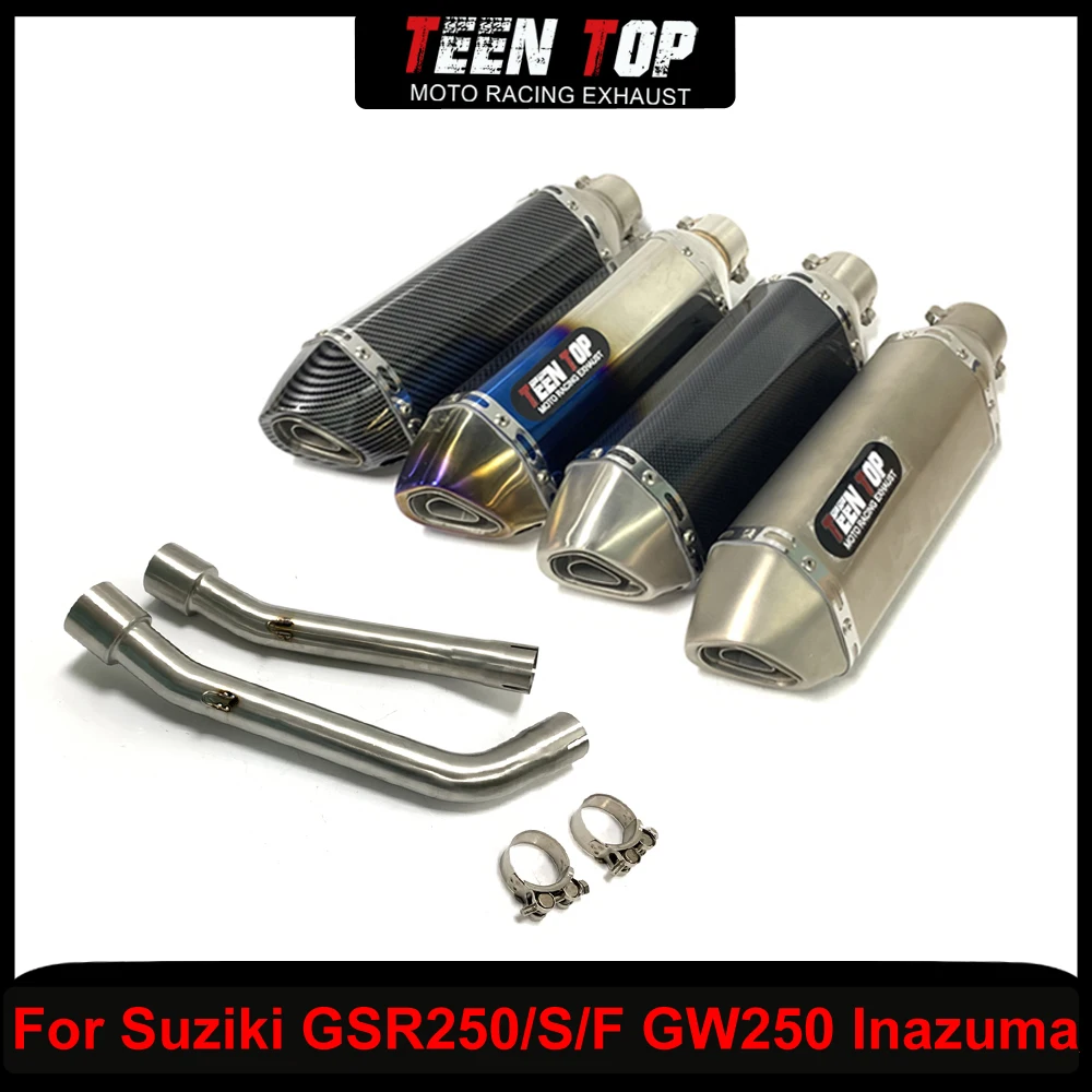 Фото Мотоциклетная соединительная труба из нержавеющей стали для Suzuki GSR250 S/F GW250 Inazuma, двойной глушитель среднего звена №1