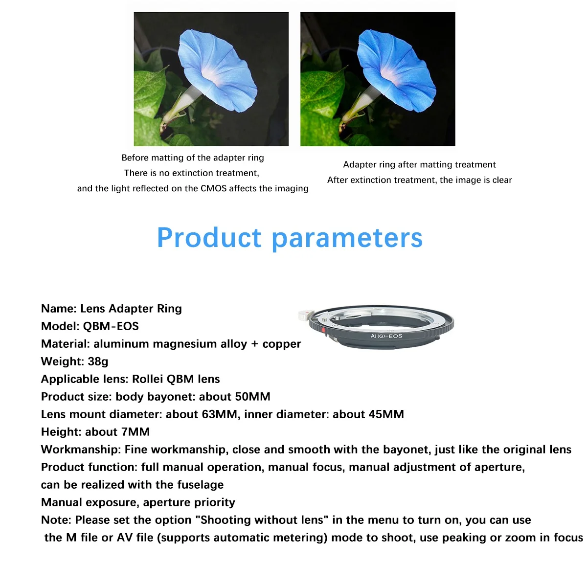 Кольцо адаптера объектива для ROLLEI Rollei QBM Canon EOS EF