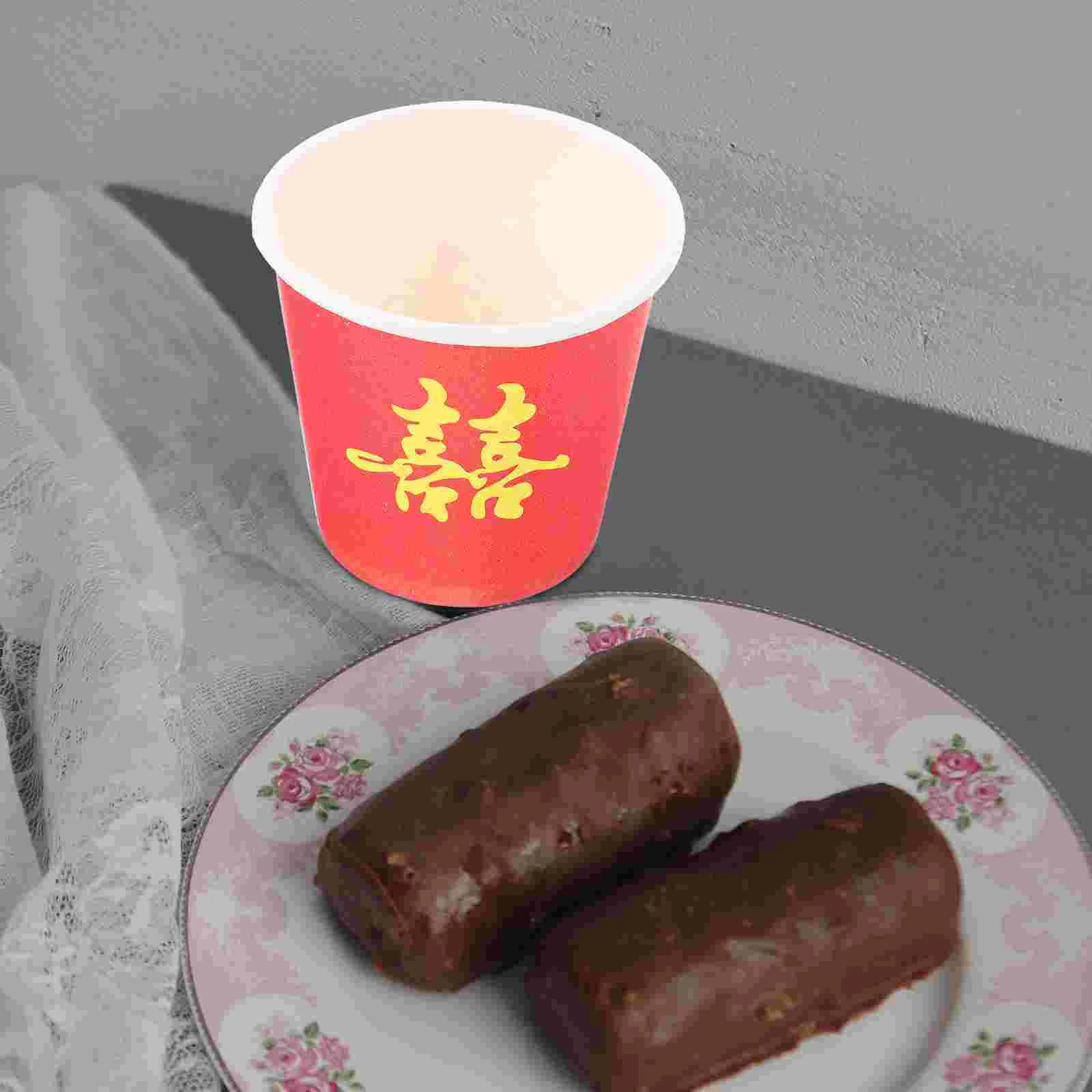 

50 pcs Chinese Wedding Disposable Cups Small Disposable Paper Cups Paper Tea Cups