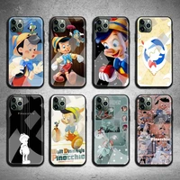 disney pinocchio phone case tempered glass for iphone 13 12 11 pro mini xr xs max 8 x 7 6s 6 plus se 2020 cover