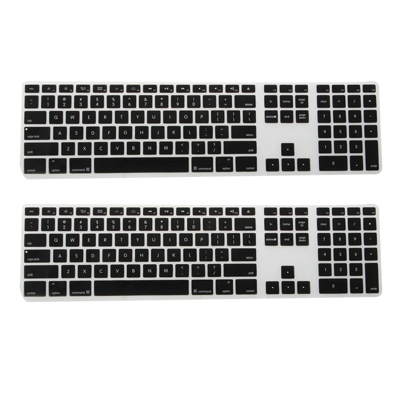 

2X Silicone Thin Keyboard Skin Cover Protector With Numeric Keypad For Apple Imac Black