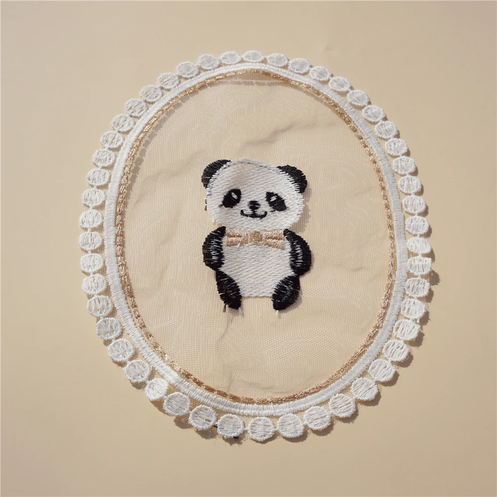 

Сетчатая вышитая кружевная аппликация Cusack в виде панды для костюма, занавески, дивана, домашний текстиль, швейные изделия, 20*23 см, 2 шт.