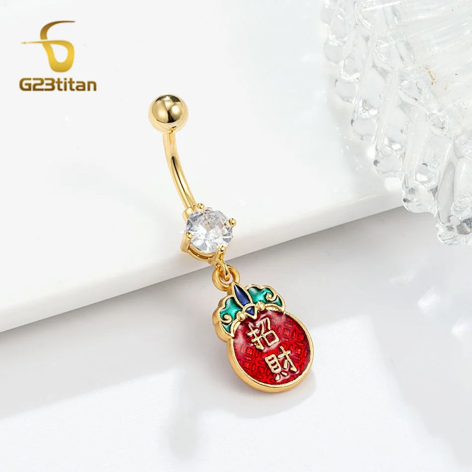 Золотопокрытое кольцо для пупка G23titan