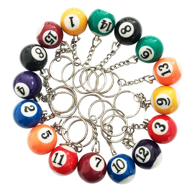 

Colorful Billiard Ball Keychain Set 16 Pcs,Mini Magic Key Chain Balls Eightball Billar Billiards Chains Accessories
