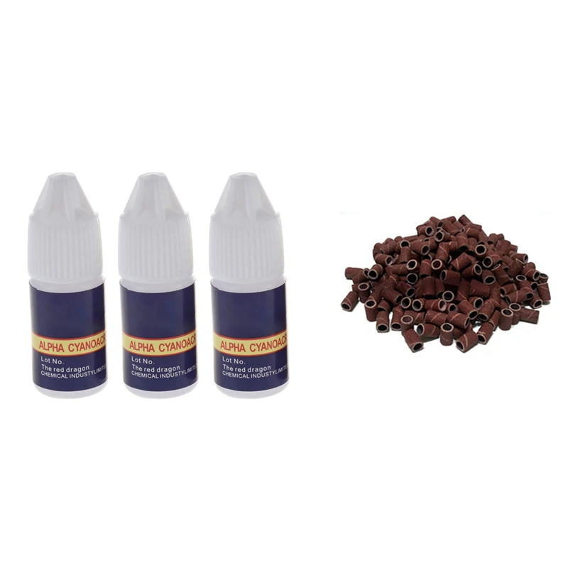 

3Pcs 3G Professional Nail Glue & 100 Pcs Nail Drill Grinding Nail Drill Sanding Belt Pedicure For Manicure NO.180