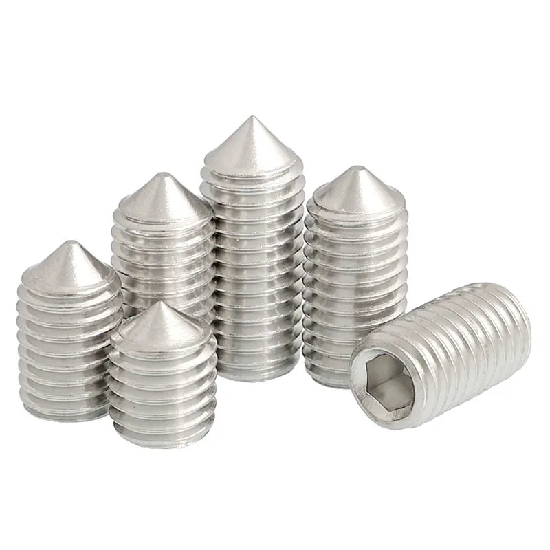 

500pcs Cone All Cup Point Grub Screw M3 M4 M5 M6 Hex Hexagon Socket Set Screw A2 304 Stainless Steel Set Screw Bolt DIN914 5-12
