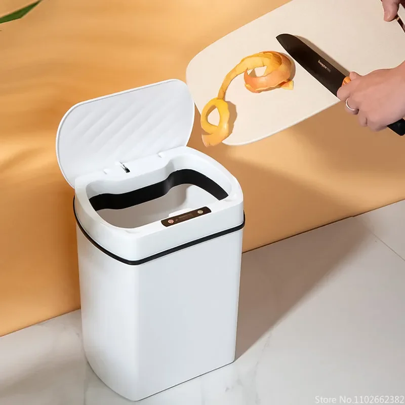 

Bin Garbage Trash Automatic Home Large Kitchen Can Dustbin Wastebasket Bathroom Smart Induction for Waterproof Capacity