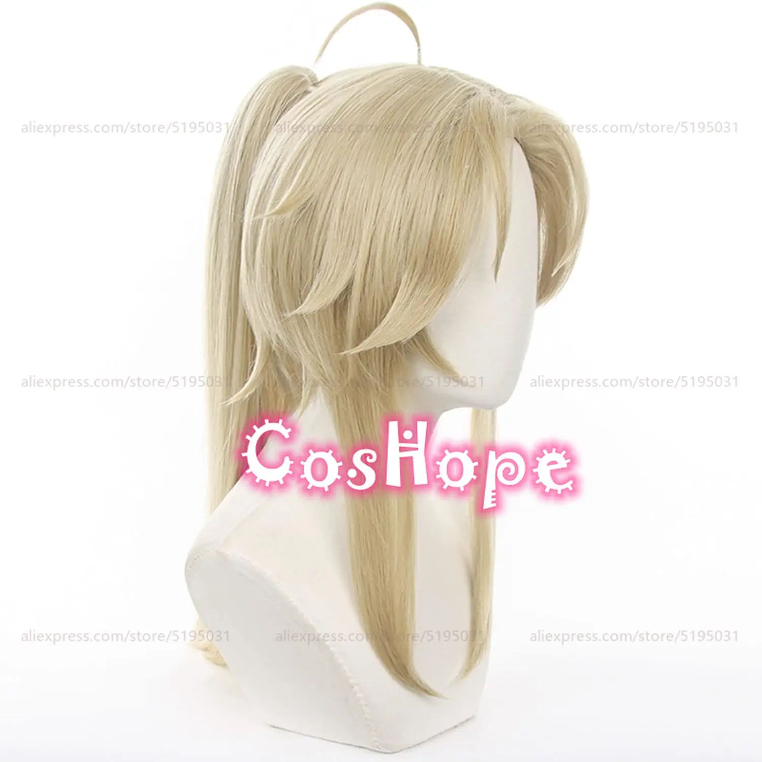 Парик для косплея Yanqing льняной термостойкий длиной 50 см с конским хвостом