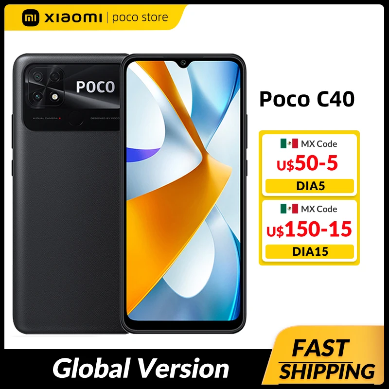 

Global Version POCO C40 3GB 32GB / 4GB 64GB Mobile Phone 6.71" DotDrop Display 6000mAh JR510 Octa-core CPU 13MP Main Camera