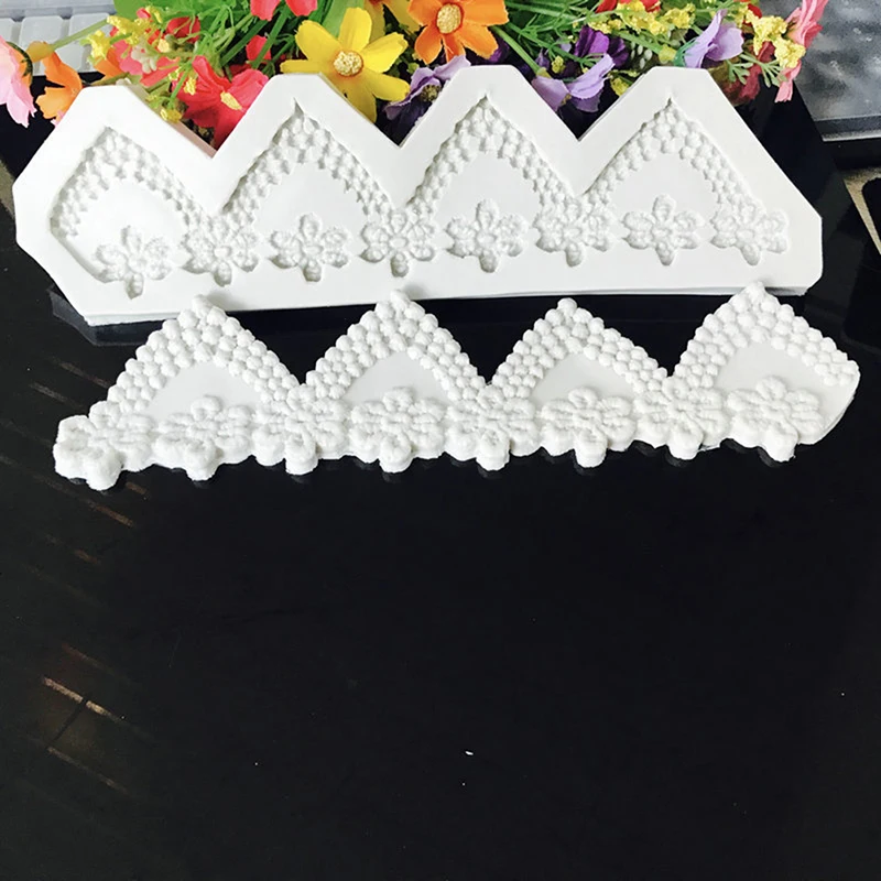 

European Style Flower Round Lace Fondant Silicone Mold Long Cake Printing Tool Lace Sugar Turning Mold Household Kitchen Supply