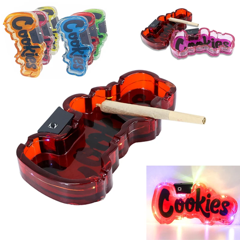 

New LED Luminous Original Ash Tray Resin Portable Ashtray Cigar Accessories Outdoor Ashtray with Lighter Gift for Boyfriend