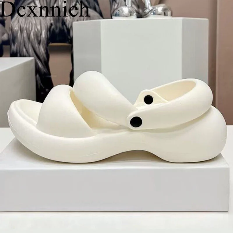 

Rubber Comfort Dual-purpose Shoes Flat Thick Soled Beach Party Sandals Monochro Casual Shoes Women Summer Breath Slipper Unisex