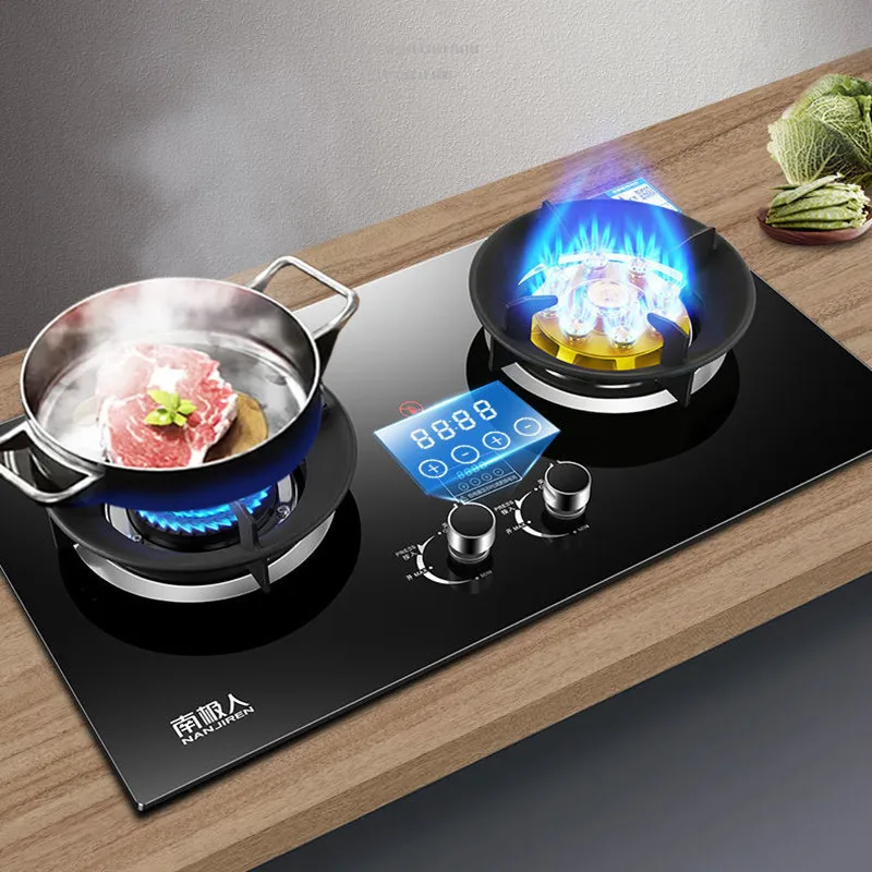 Gas Stove for Kitchen Double Stove Household Fierce Fire Natural Gas Liquefied Gas Large Fire Gas Stove Embedded