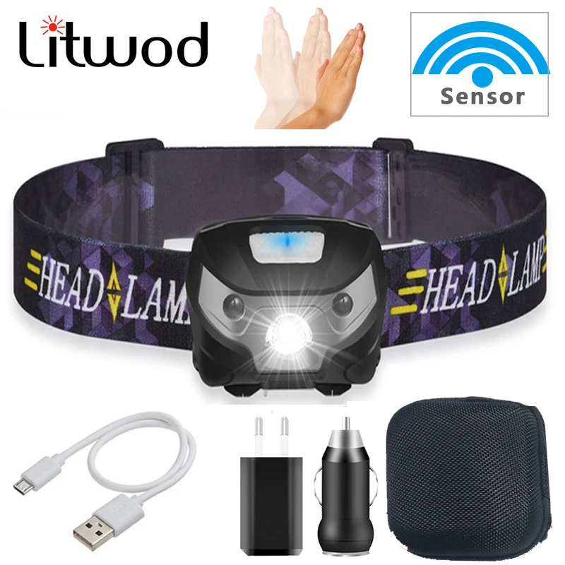 

Sensor XP-G Q5 LED HeadLamp Usb Rechargeable Body Motion Fishing Headlight Portable Head Flashlight Lamp Torch Running Light