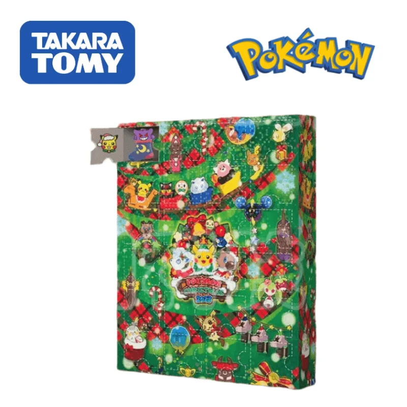 

One Set 24Pcs Merry Christmas Gift Pokemon Anime Figure Blind Box Takara Tomy Original Collectible Toys Model Children
