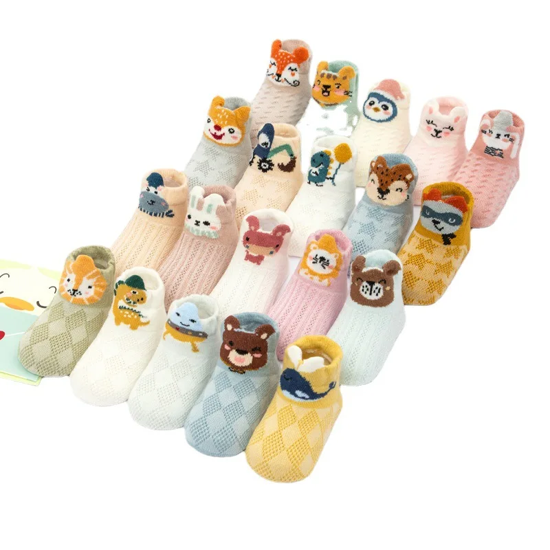 5Pairs Cartoon Mesh Baby Summer Socks for Toddlers Infant Sock Baby Girl Soft Breathable Cotton Autumn Thin Cartoon Foot Sox