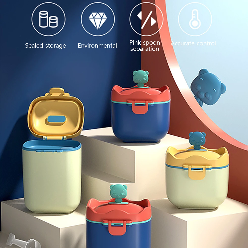 

Portable Baby Milk Powder Storage Box Cartoon Infant Milk Powder Box Essential Cereal Toddler Snacks Container Formula Dispenser