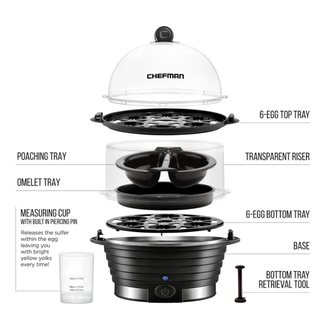 Chefman Electric Double Decker Egg Cooker, Quickly Makes 12 Eggs, BPA-Free,  Black - AliExpress