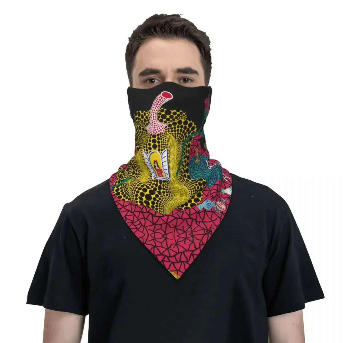 

Yayoi Kusama Abstract Painting Bandana Neck Gaiter Winter Neck Warmer Women Windproof Wrap Scarf for Ski Face Mask