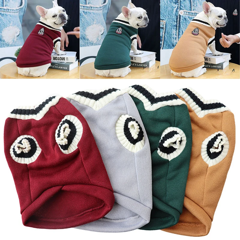 

College Style Pet Dog Sweater Winter Warm Dog Clothes for Small Medium Dogs Puppy Cat Vest Chihuahua French Bulldog Yorkie Coat