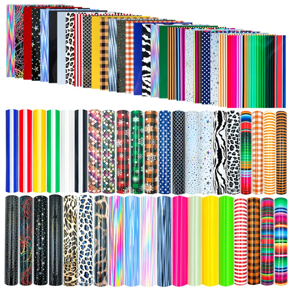

Miltistyles Heat Transfer Vinyl Iron on Tshirt HTV Sheet 40 Assorted Colors Making Graphic for Clothing Bag Decor DIY for Cricut