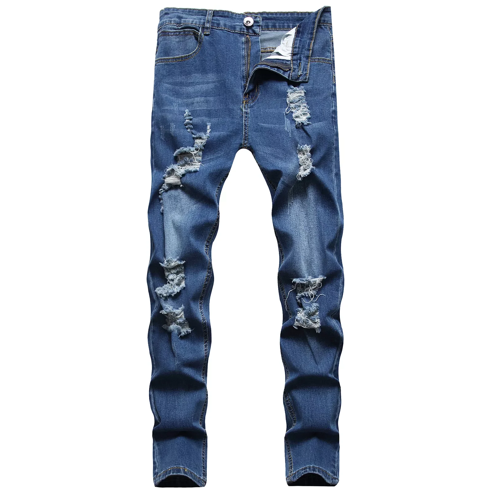 2022New Sweatpants Sexy Hole Jeans Pants Casual Summer Autumn Male Ripped Skinny Trousers Slim Biker Outwears Pants
