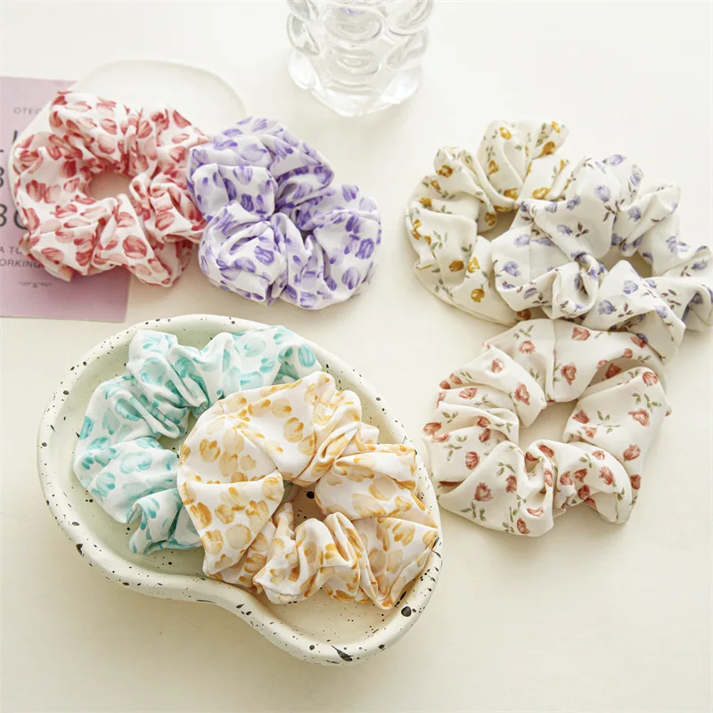 

Лето-Осень 2022, аксессуары для волос для женщин, шифоновая резинка для волос с цветочным рисунком, эластичная резинка для волос Kawai Schrunchies Lot ...