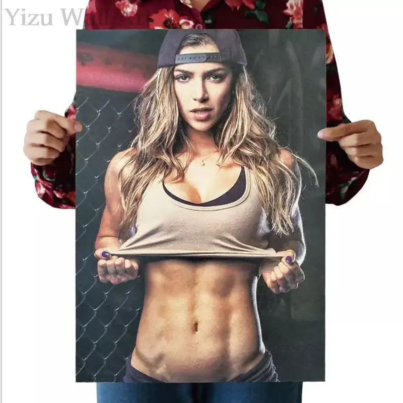 

Fitness Sexy Girl Kraft Paper Poster Pictures Personalized Gym Hanging Figures wall stickers Room Decoration