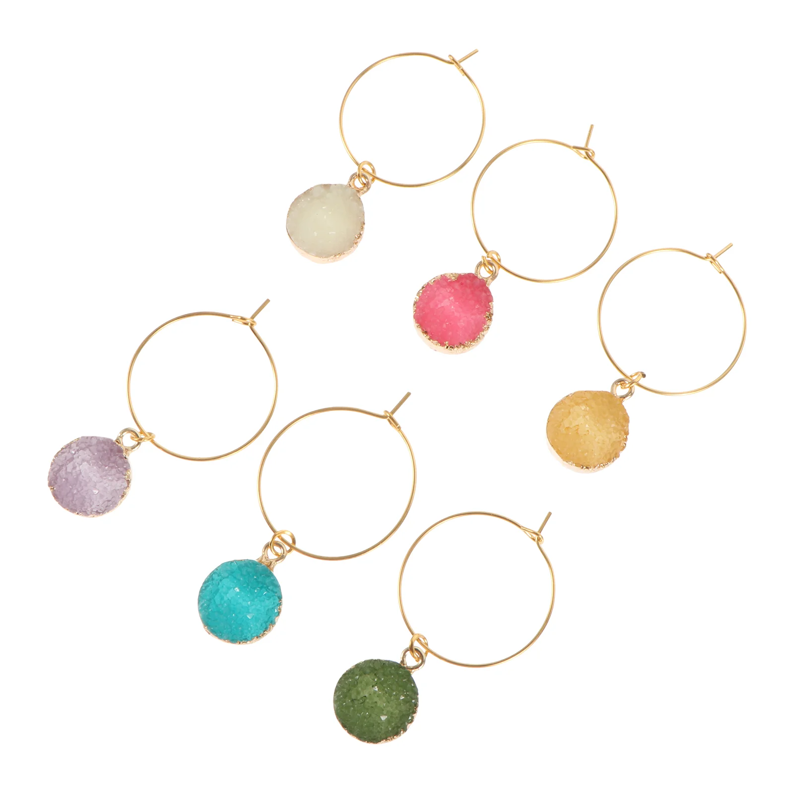 

6 шт. стеклянные бирки кольца стеклянные кольца для вечерние стеклянные маркеры разных цветов