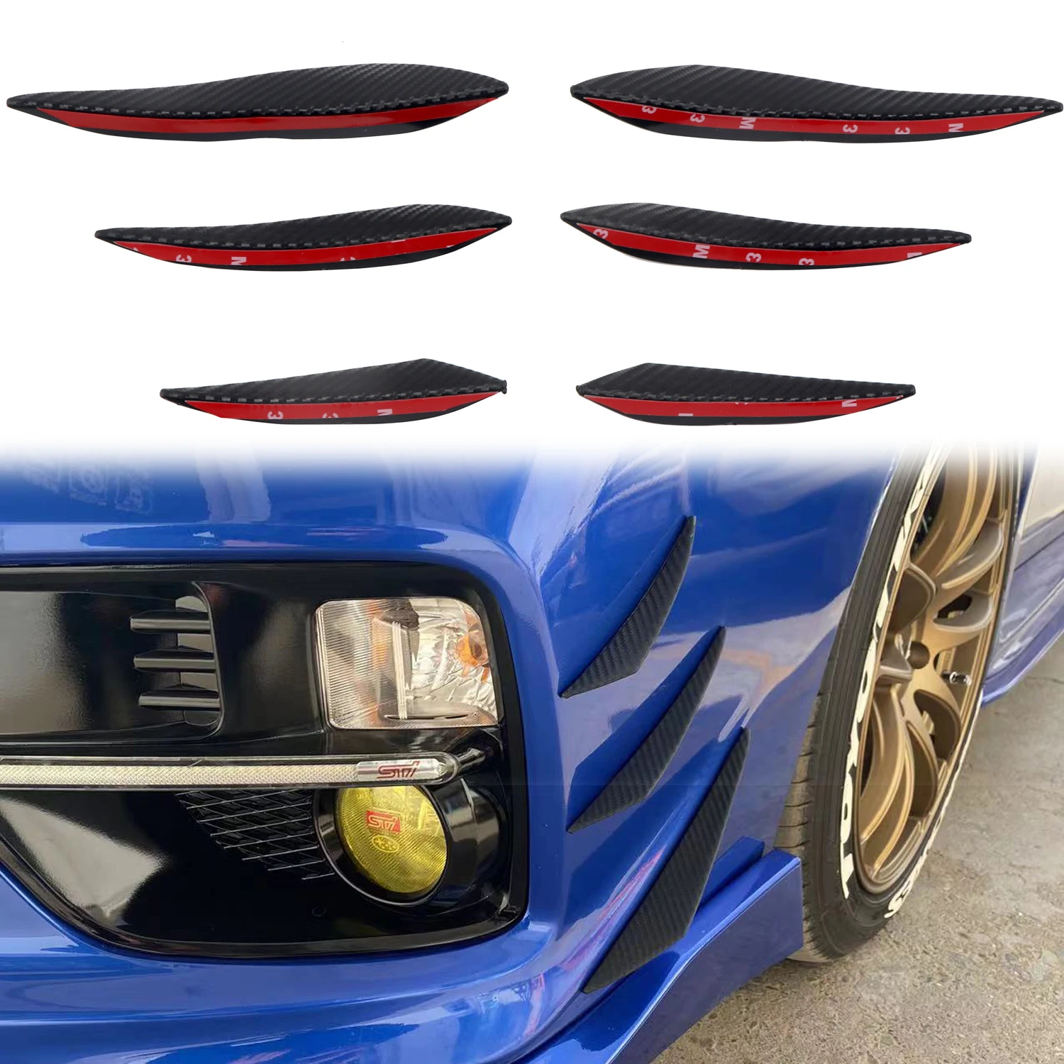 

For Subaru WRX/ WRX STI 2015-2021 Car Styling Accessories ABS Silicone Front Side Bumper Decoration Strips Cover 6pcs
