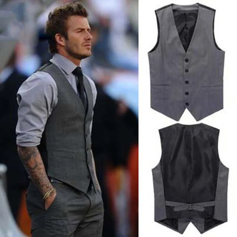 Fashion Single Breasted Suit Vests for Men Grey Black High-end Male Waistcoat Slim Fit Formal Business Casual Vest Plus Size 7XL
