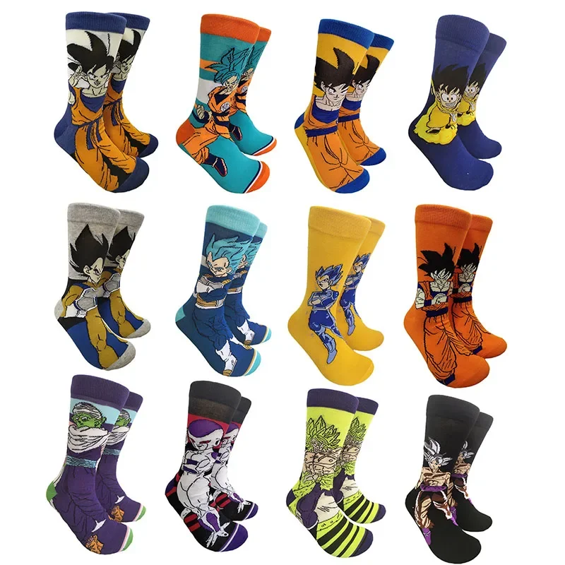 

Anime DragonBall Figure Vegeta Son Goku Mid-tube socks Cartoon Casual Sports Socks Combed Cotton Unisex Socks