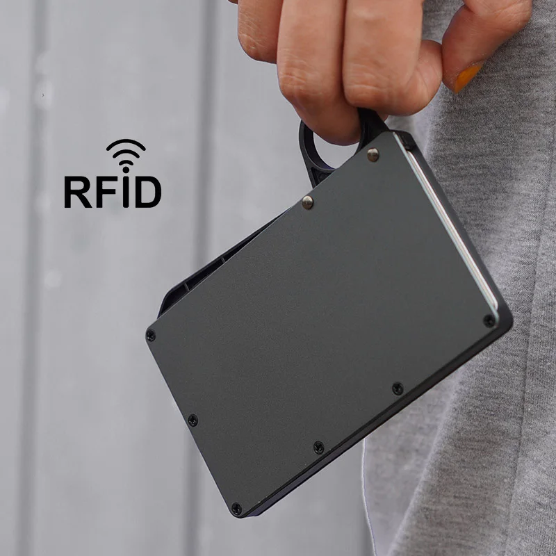 Kemy Anti Rfid Metal Bank Credit Card Holder Men Minimalist Wallets Slim Thin Tactical Business ID Cardholder Case Male Purse