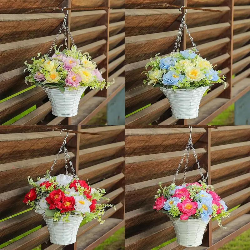 Подвесная корзина с цветами украшение для сада подвесные корзины посадки