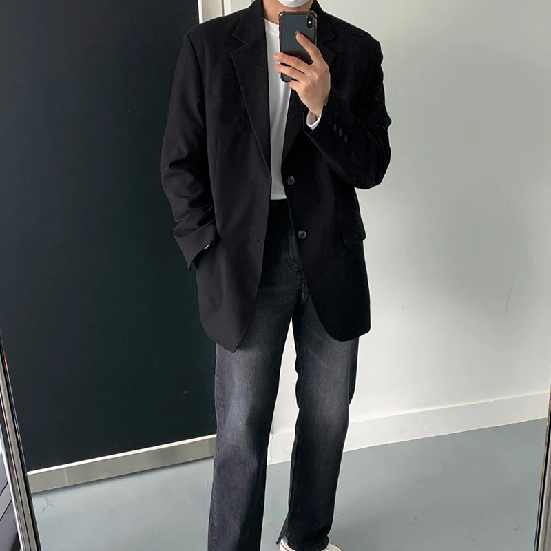 

Korean Style High Quality Blazers Male Kpop Ulzzang Fashion Suit Coat Streetwear Loose Suit Jackets Men's Clothing