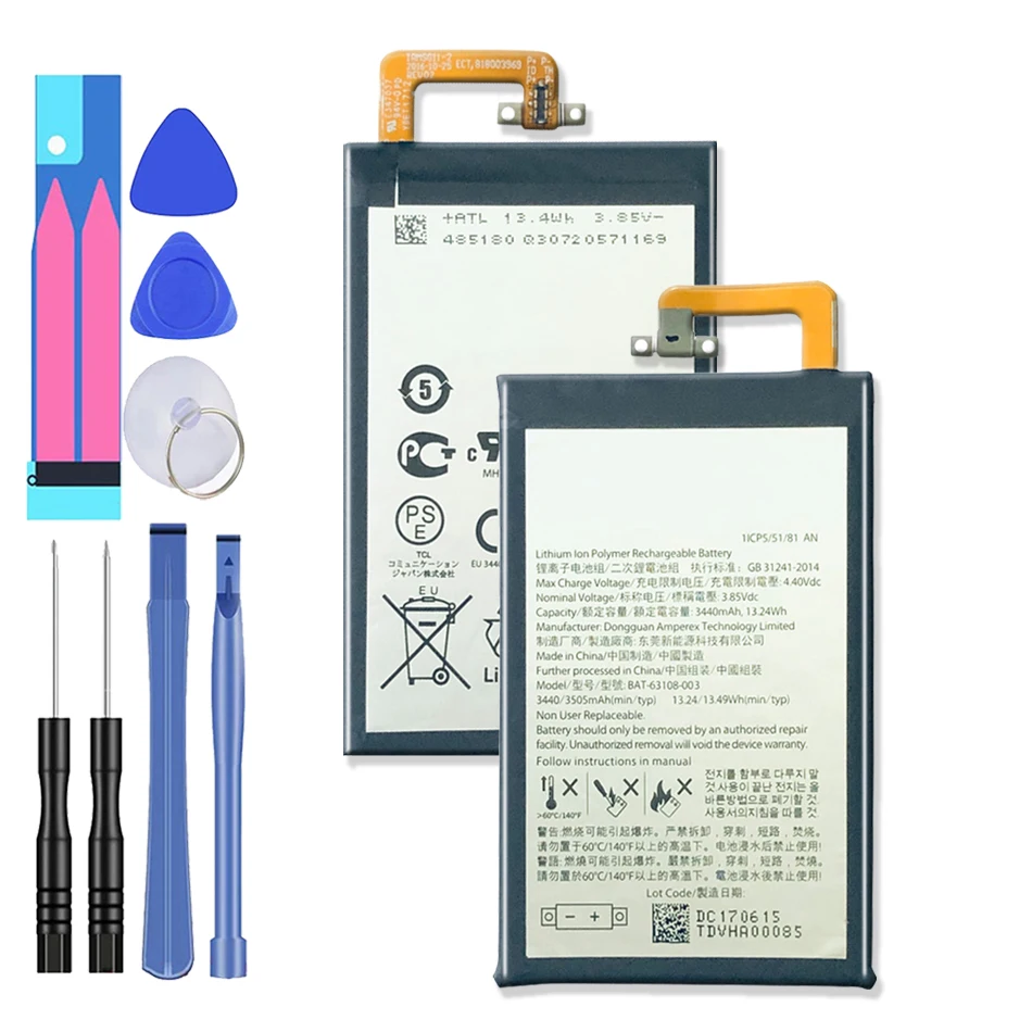 Аккумулятор 3440 мАч, аккумулятор TLP034E1 BAT-63108-003, аккумулятор для BlackBerry Keyone Alcatel DK70 DTEK70, Высококачественная сменная батарея