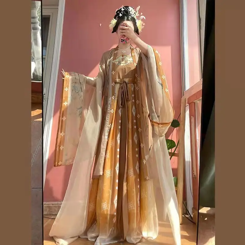 

Женское платье Hanfu с традиционной вышивкой в старинном китайском стиле, женское зеленое летнее платье Hanfu для женщин