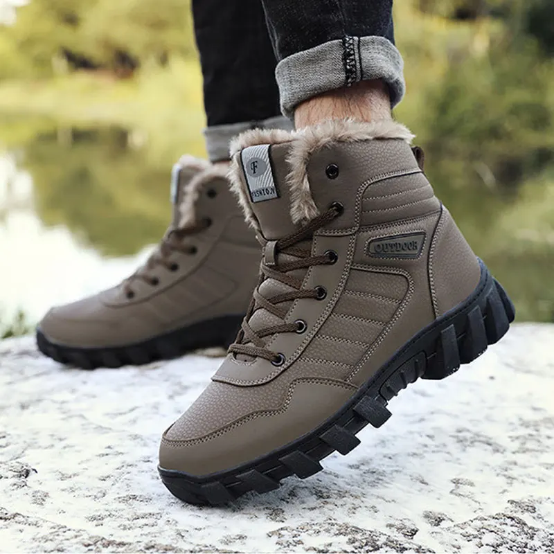 2022 New Winter Men's Sneakers Plus Velvet Thick Warm Comfortable High-top Sports Shoes Waterproof Non-slip Outdoor Hiking Shoes