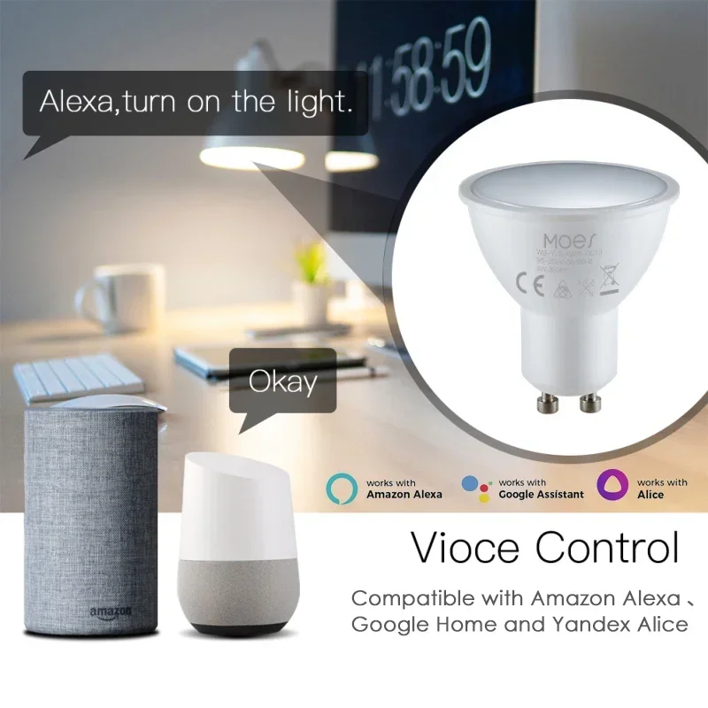 Умная лампочка Tuya Zigbee/WIFI GU10/GU5.3/MR16 Светодиодная лампа RGB с регулируемой яркостью 5