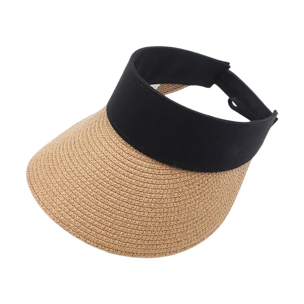 

Women Hat Contrast Color Sun Protection Braided Empty Top Sun Hat Hearwear