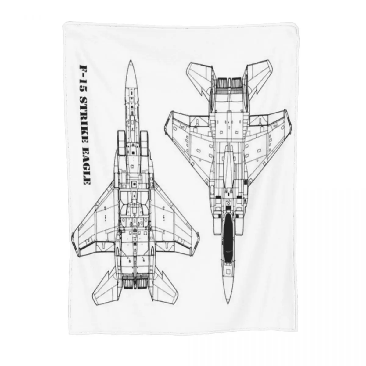 Флисовое одеяло F-15 Strike с техническим рисунком орла-истребителя