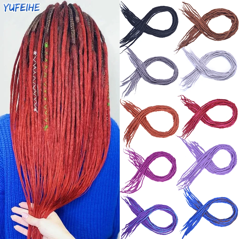 Synthetic Nepal Dreadlocks Hair for African Braids Wool Felt Crochet Braids Hair Extensions Colored Neon Green Burgundy Black