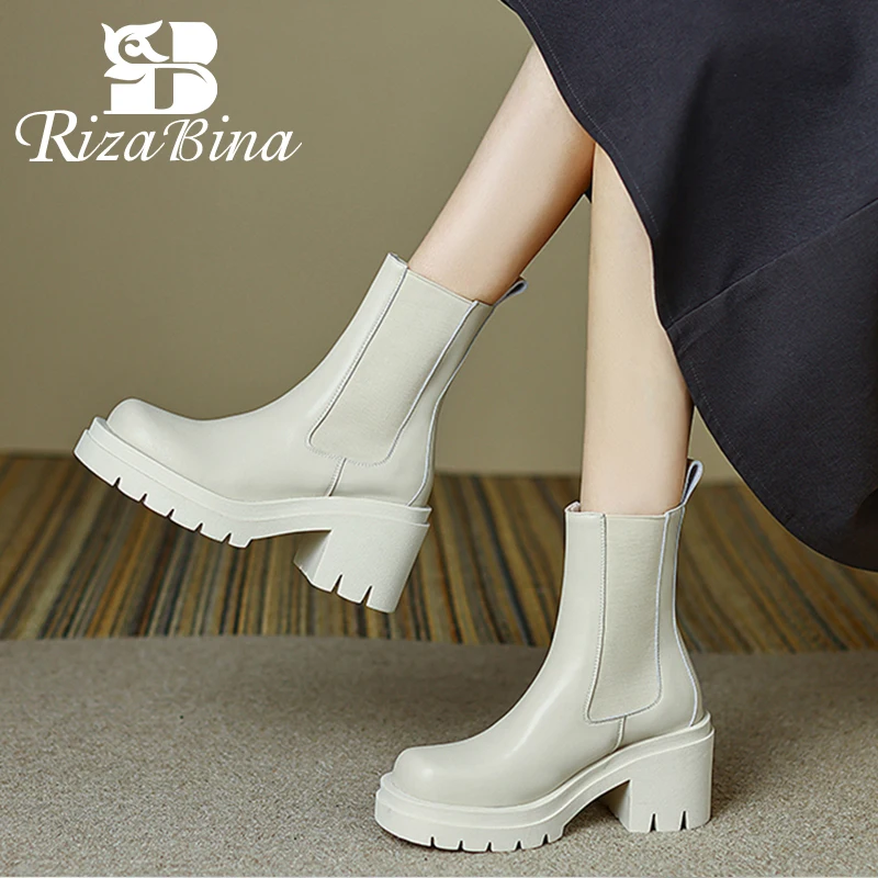 

RIZABINA Size 33-41 2023 New Trend Women'S Short Boot Real Leather Winter Female Shoes Fashion Casual Ankle Boot Casual Footwear