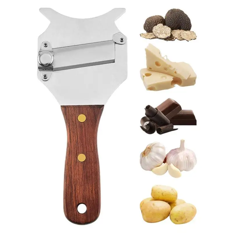 Adjustable Anti Slip Design Wooden Handle Stainless Steel Slicer Shaver Non-stick Cheese Slicer Knife For Kitchen