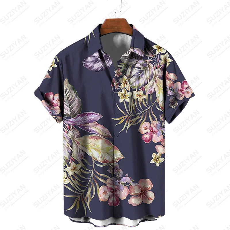

Floral Fashion Products Fit Stylish Button Up Superimposed Anime Male Urban Style Loose Top All Shirts For Men Graphic Stripe