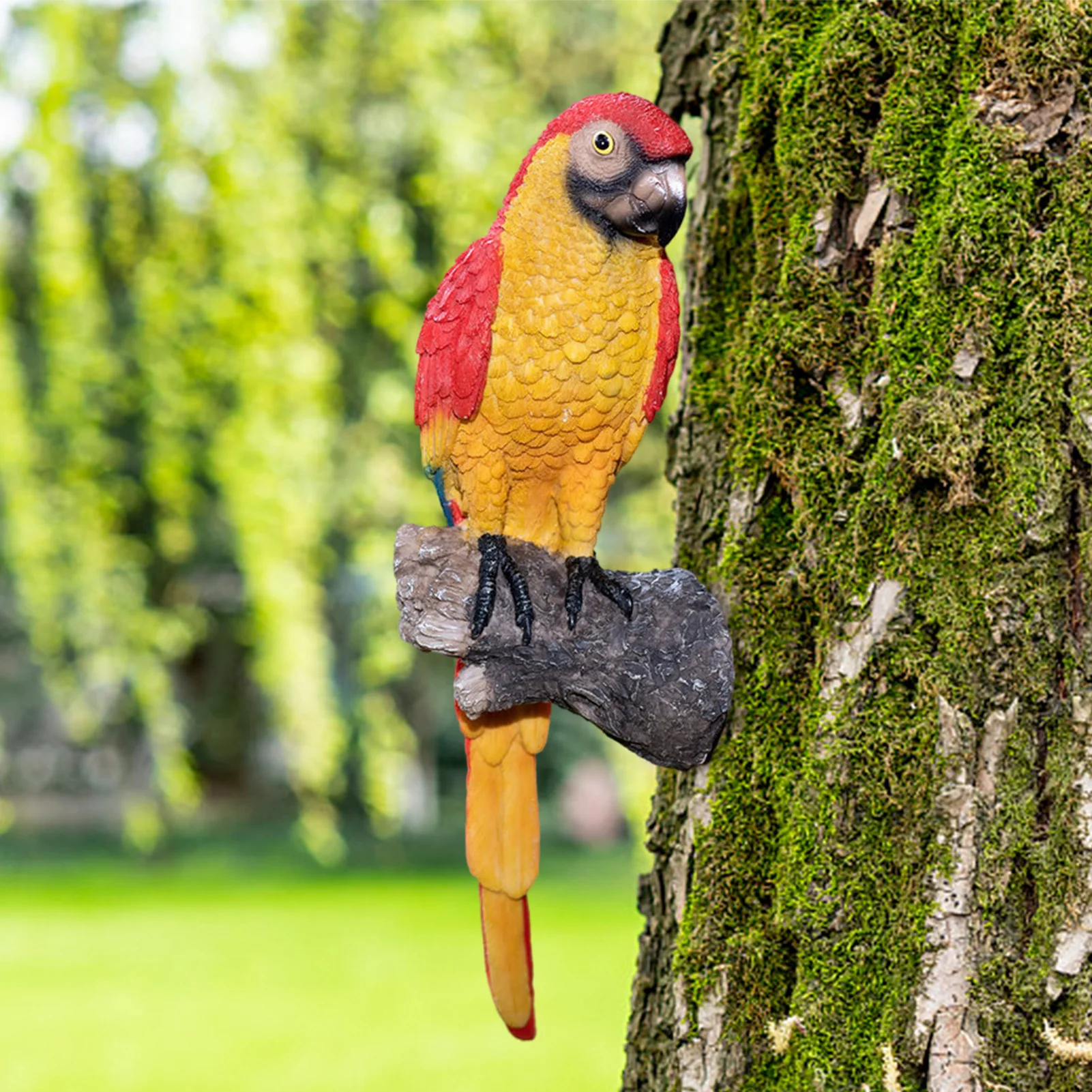 

Bird Statue Garden Ornament Cheeky Parrot Welcome Sign Bird Sculpture Realistic Animal Figurines For Fairy Garden Lawn Art