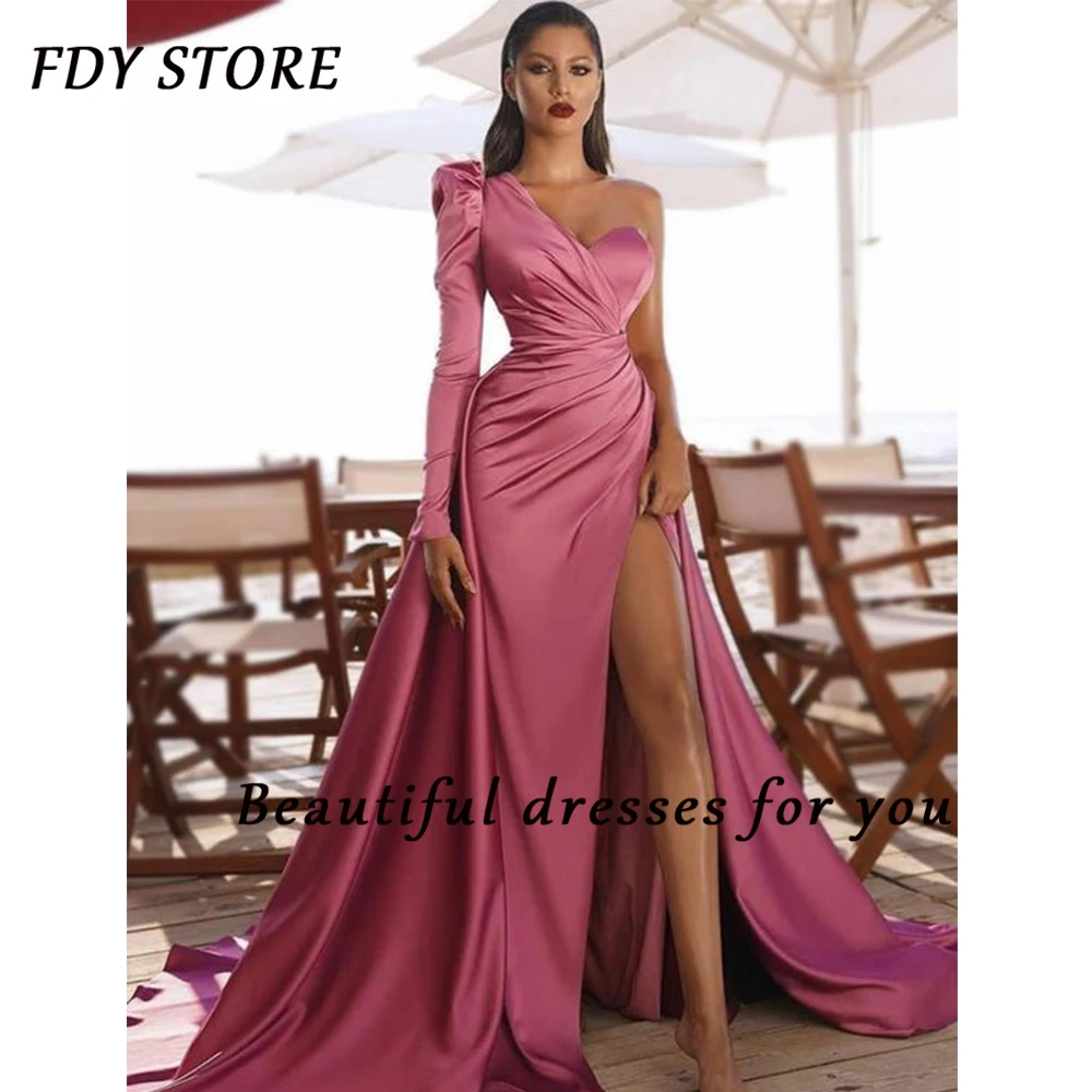 

FDY Store In Summer One-shoulder Neckline Chapel Train Asymmetrical Cocktail Prom Evening Dress Formal Occasion Party for Women