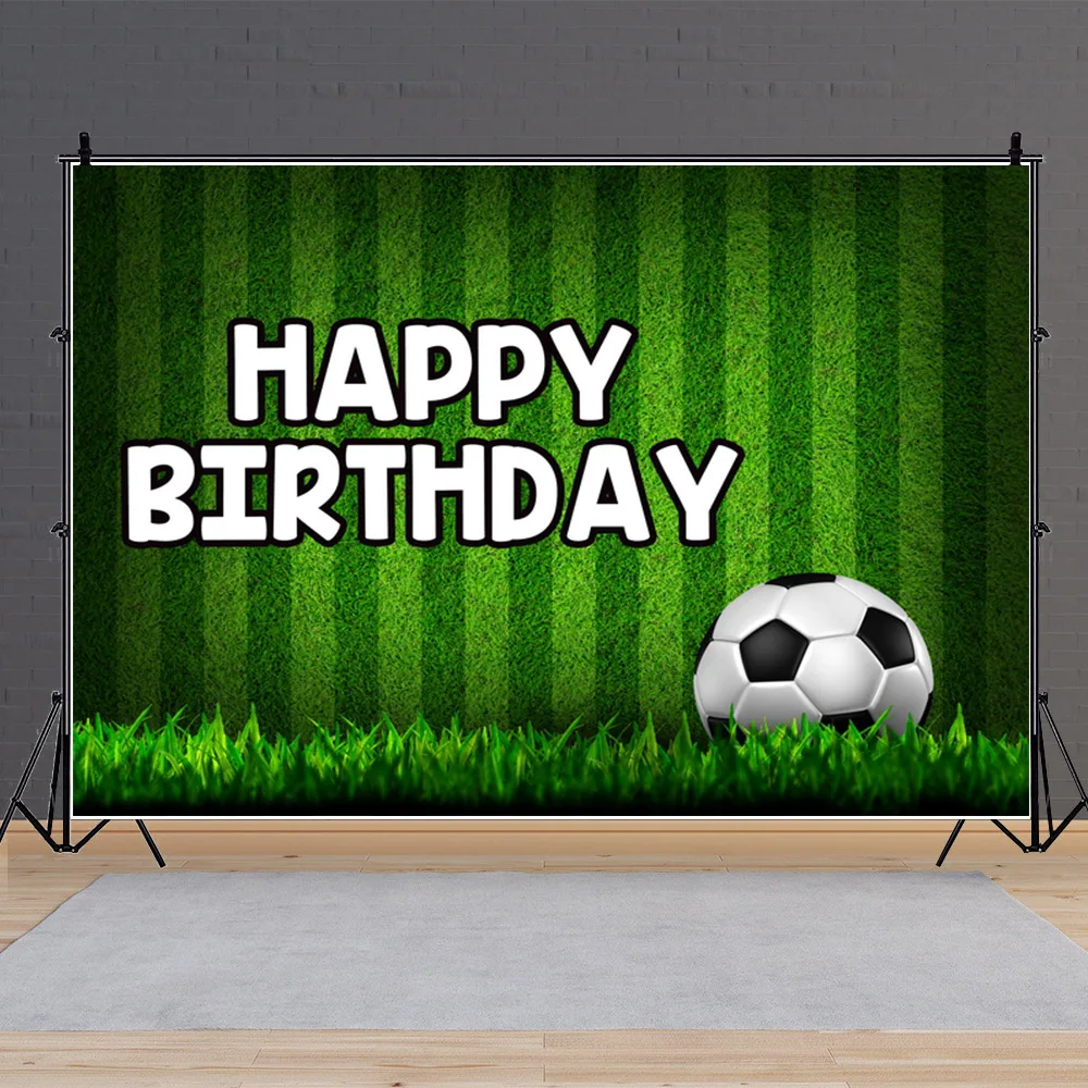 

Зеленый Стадион для детей на 1-й День рождения футбольная фотозона с мультяшным рисунком для мальчиков для вечерние НКИ задний фон для фотог...