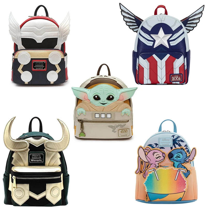 

Disney Loki Classic Cosplay Infinity War Backpack Bag for Girls PU Leather Schoolbag Deadpool Cartoon Baby Leather School Bags