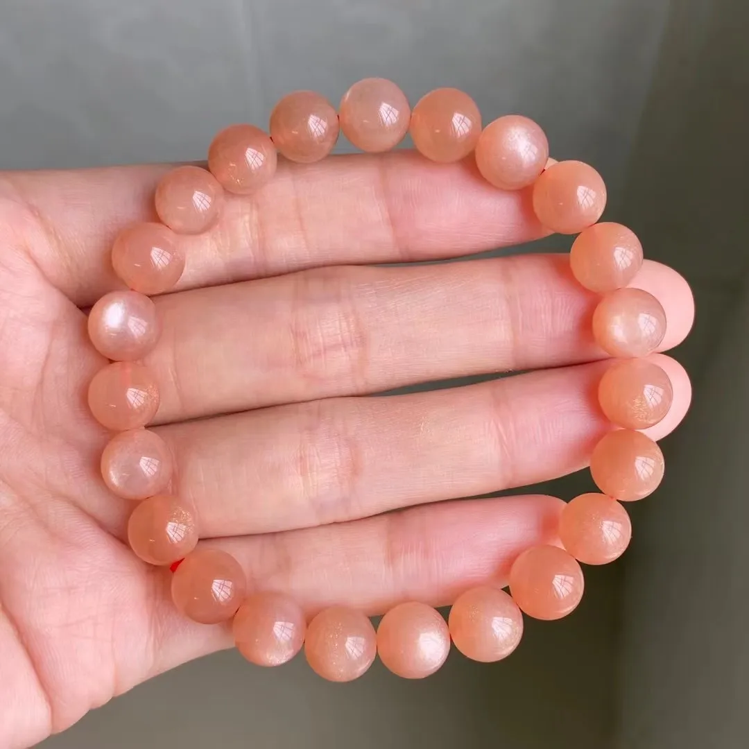 

8mm Natural Orange Light Moonstone Bracelet Jewelry For Women Lady Men Love Gift Beauty Crystal Round Beads Stone Strands AAAAA